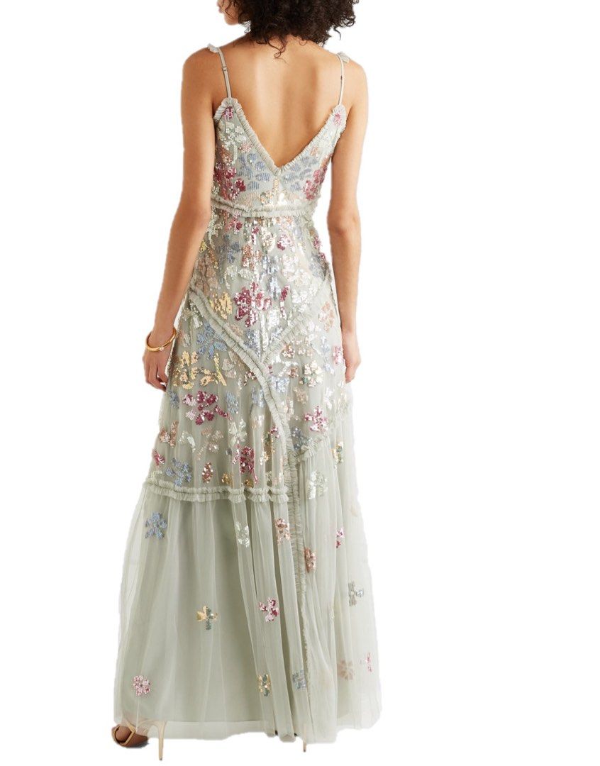 reduced to $300] Needle and Thread Deconstructed Sequin gown in pistachio,  Women's Fashion, Dresses & Sets, Evening dresses & gowns on Carousell
