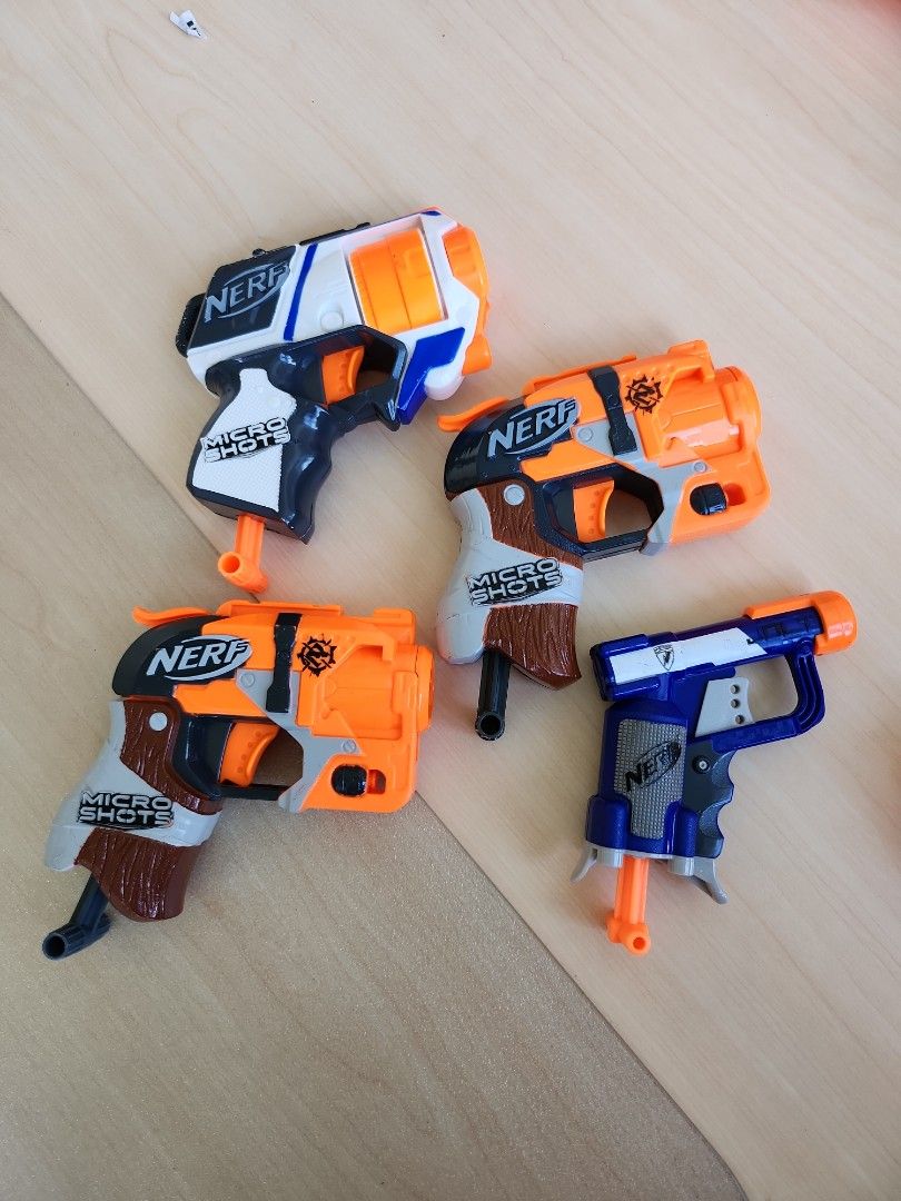 Nerf micro (Category: Action & Battle Toys) located in Singapore. Submitted by moseskkk (Listing ID 1206558691, Image 1). Description: $18 for all 4. self collect at 38 anchorvale lane.