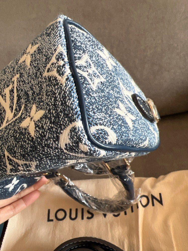 Authentic Louis Vuitton Nano Speedy Navy Denim Bleu, Luxury, Bags & Wallets  on Carousell