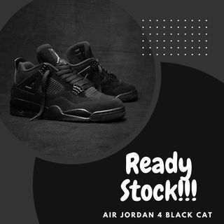 black cat, jordan 4, 8.5, no box , authenticated by