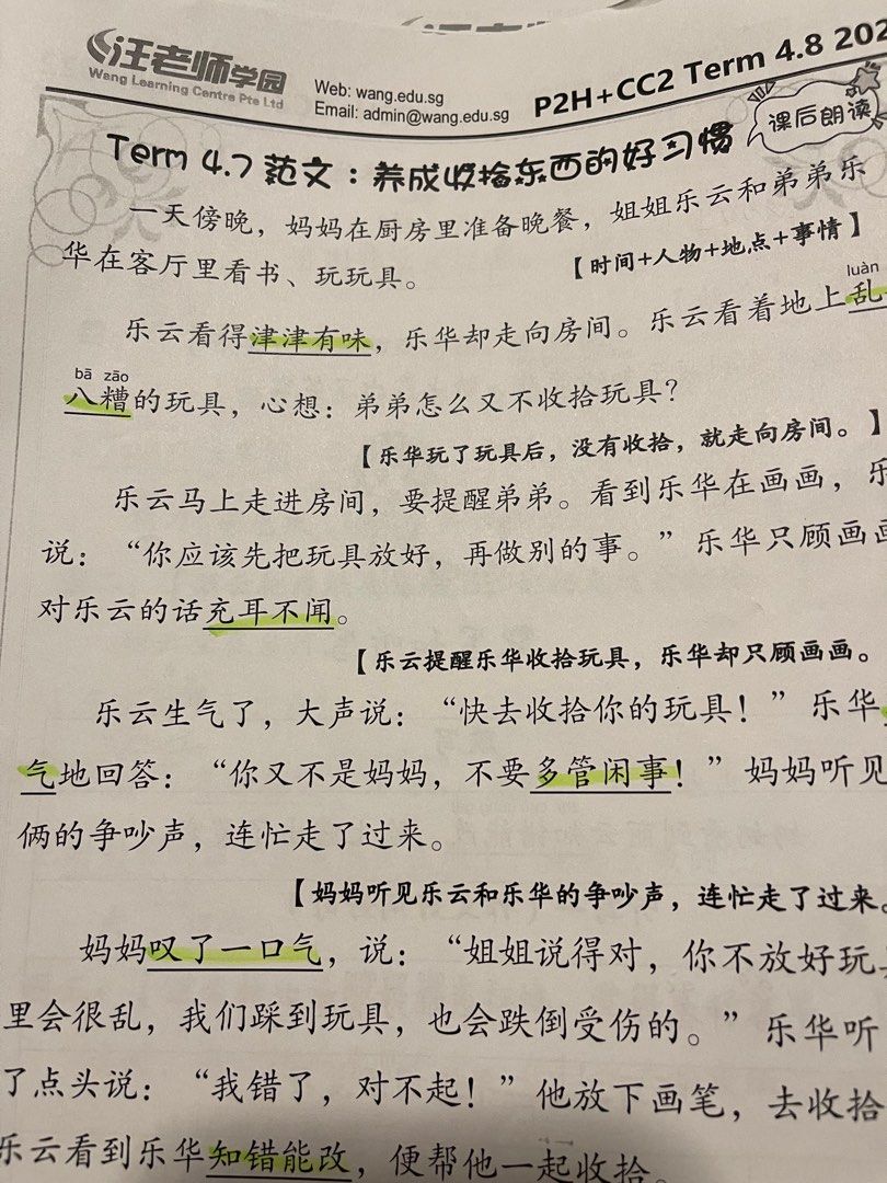 P2 Wang lao shi Chinese learning notes, Hobbies & Toys, Books