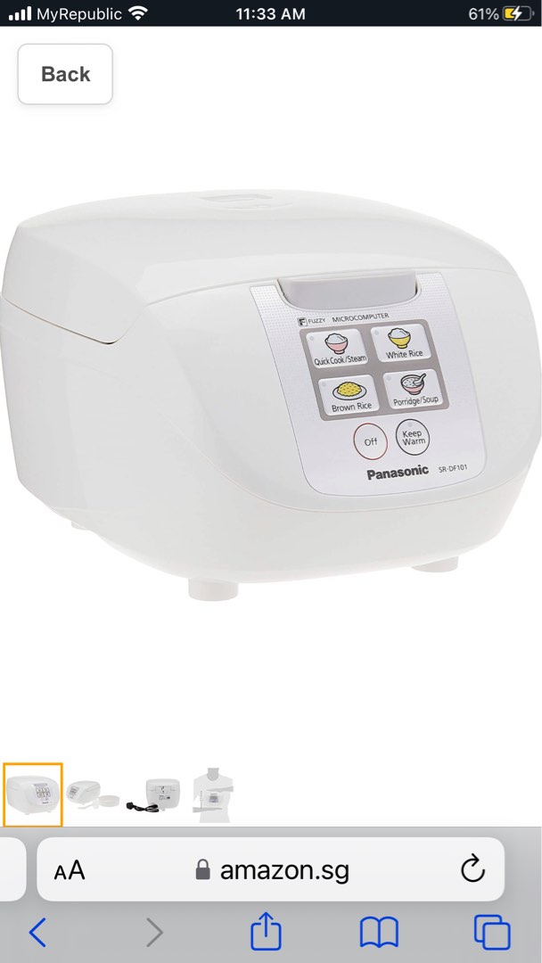 Panasonic SRDF101WSH 1.0L Controlled Fuzzy Logic Rice