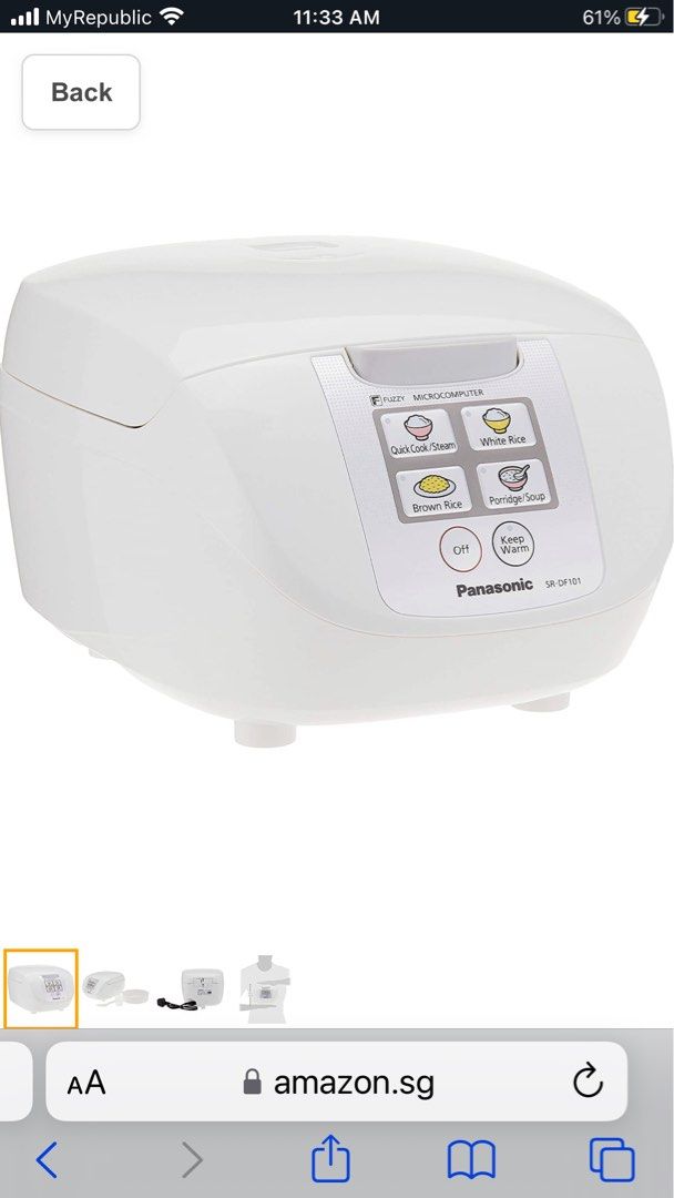 Panasonic SRDF101WSH 1.0L Controlled Fuzzy Logic Rice