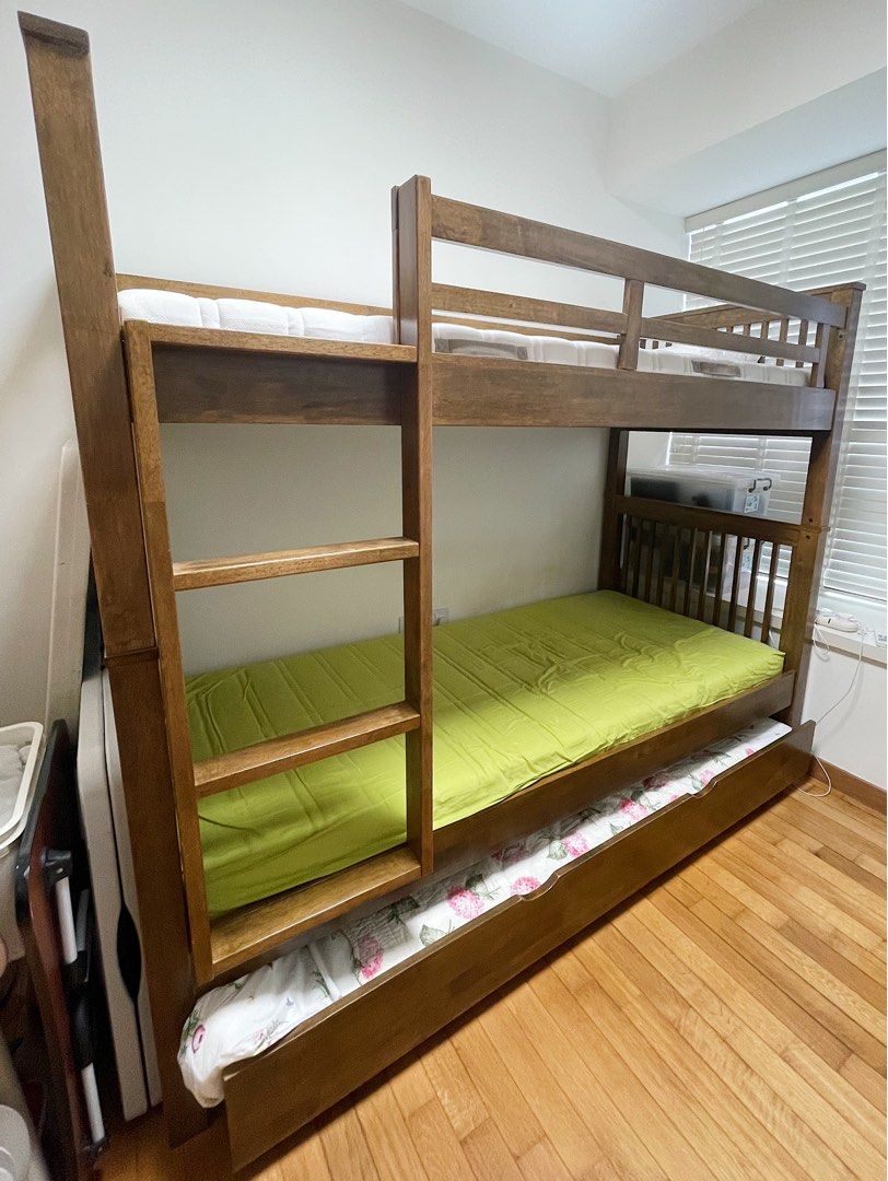 Picket&Rail 1 Americana Solid Wood Single Bunk Bed, with Pull Out Bed