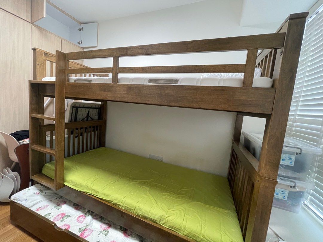 Picket&Rail 1 Americana Solid Wood Single Bunk Bed, with Pull Out Bed