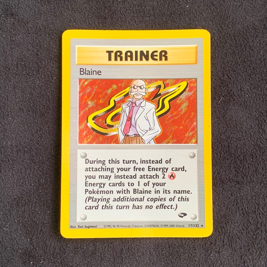 Pokemon Trainer Card Blaine, Hobbies & Toys, Toys & Games on Carousell