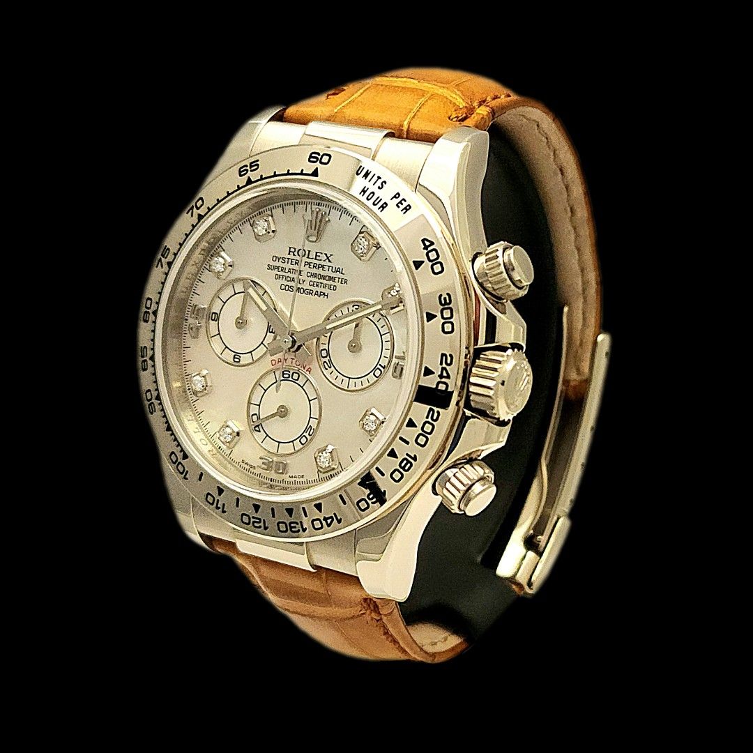 White gold cheap daytona leather strap