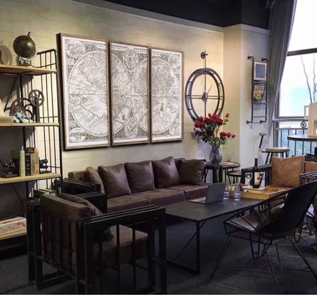 Rustic World Map , Vintage feel painting , Furniture & Home Living ...