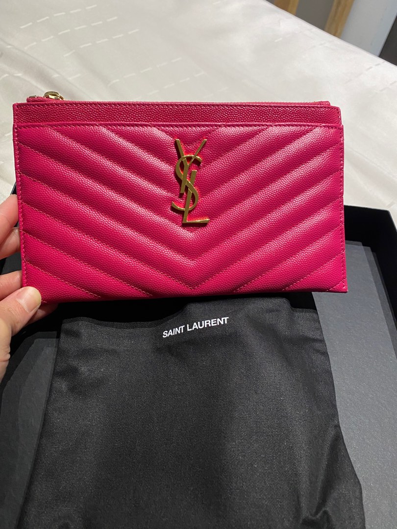 YSL Monogram Bill Pouch in Grain de Poudre Embossed Leather - SAINT LAURENT,  Women's Fashion, Bags & Wallets, Purses & Pouches on Carousell