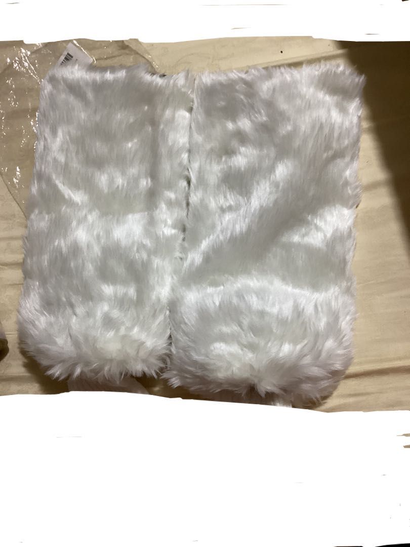 1pair Women's Fur Leg Warmers Furry Fuzzy Long Boot Cuff Covers For