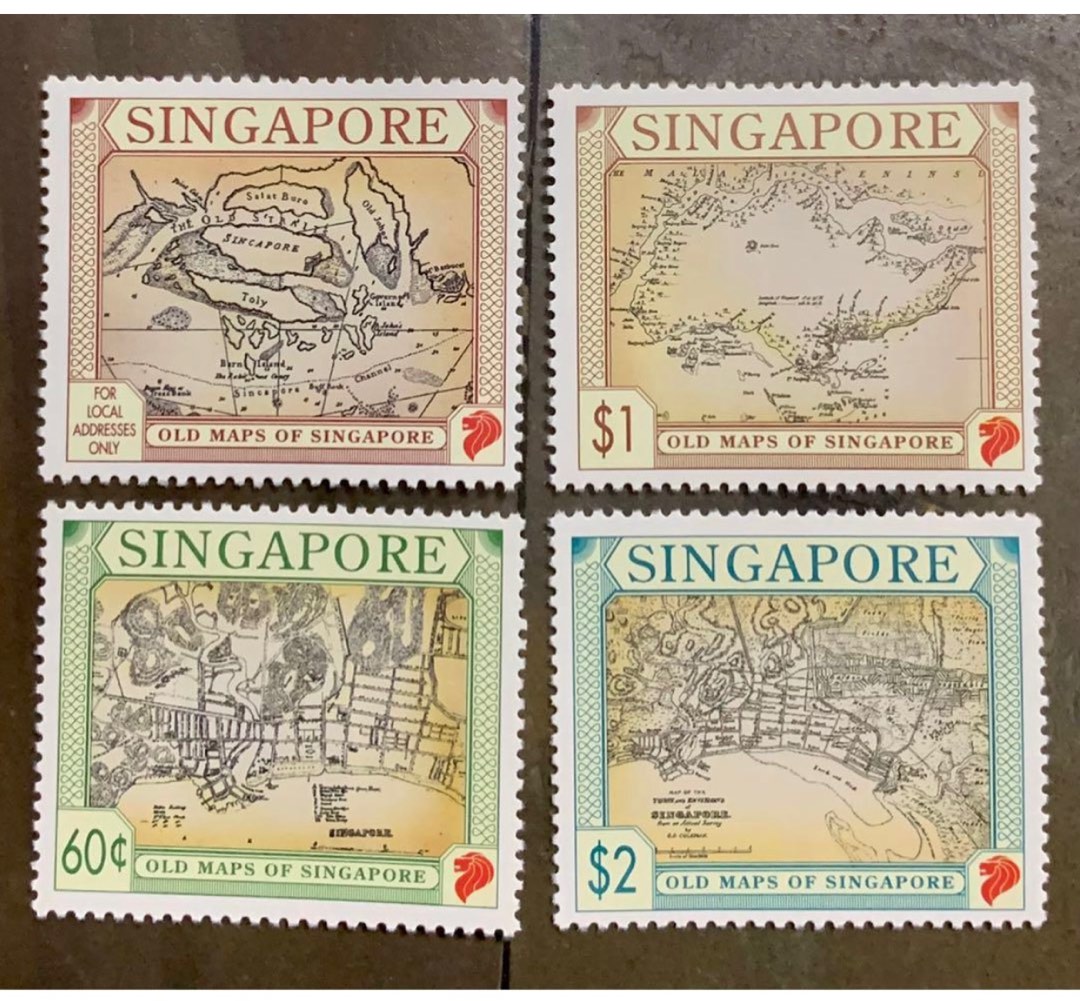 Singapore stamps 1996 collection of vintage old maps of Straits ...