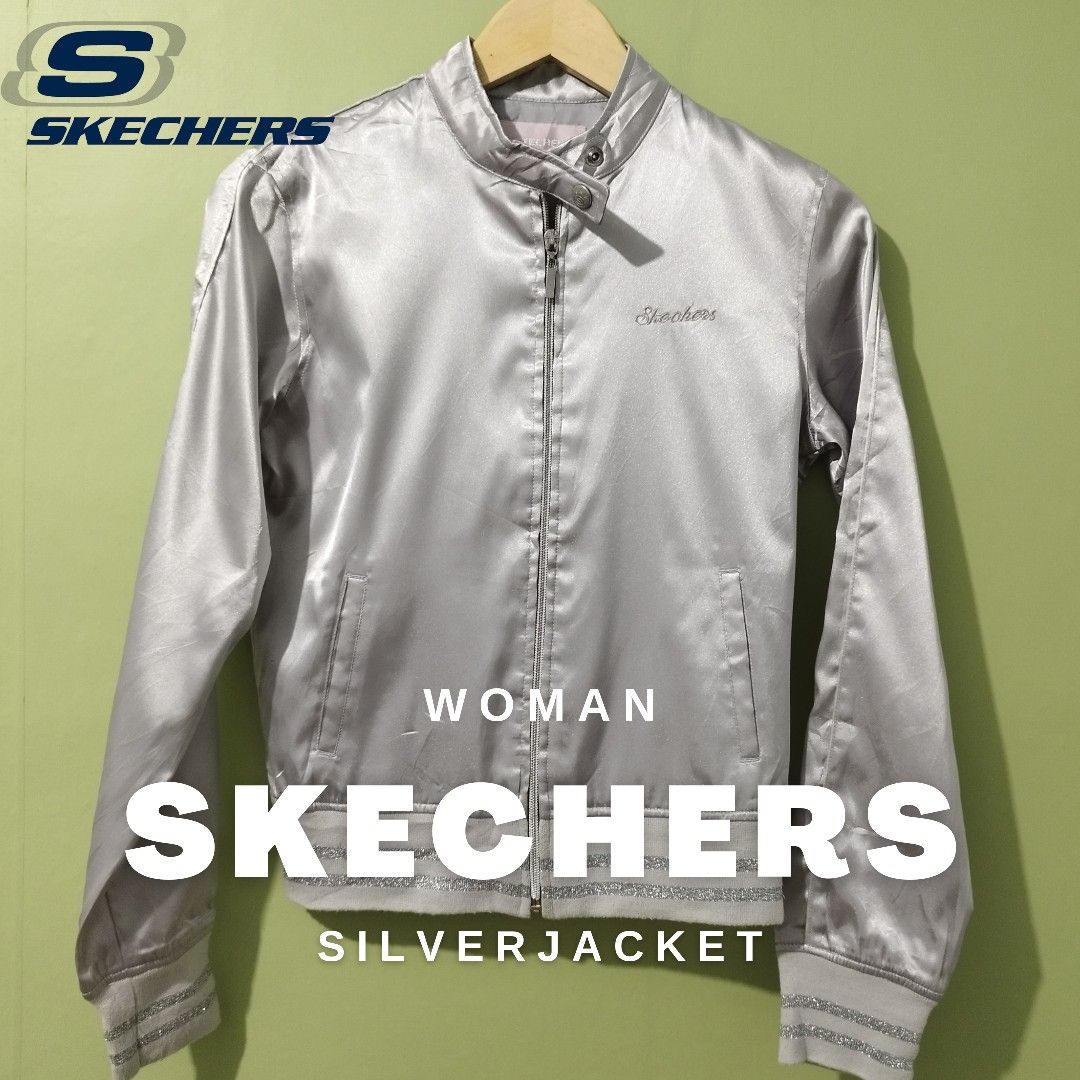 Skechers jacket on sale womens silver