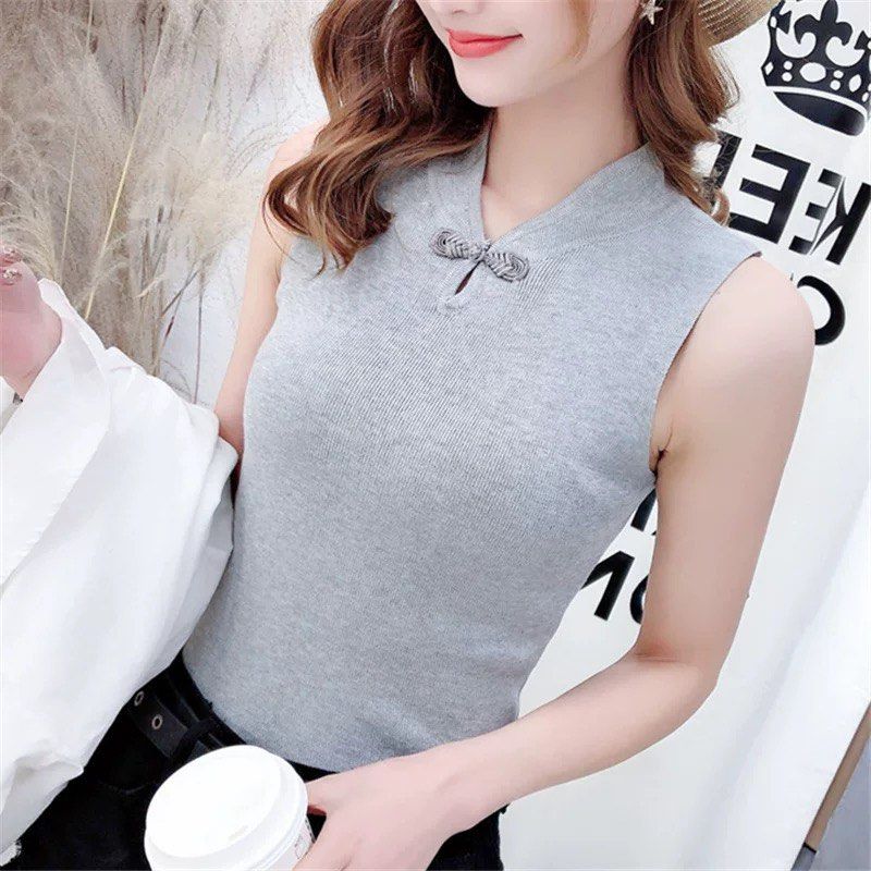 sleeveless collar tops