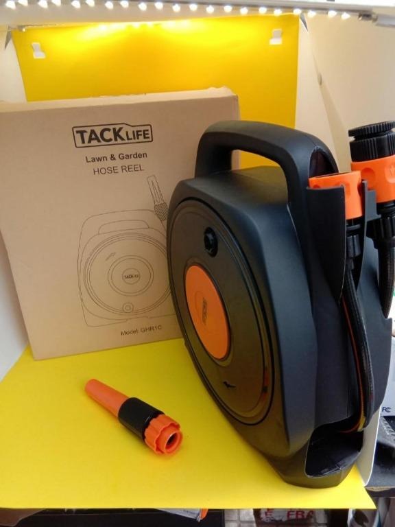 TACKLIFE Hose Reel 10m, Garden Pico Reel with Faucet Adapters for