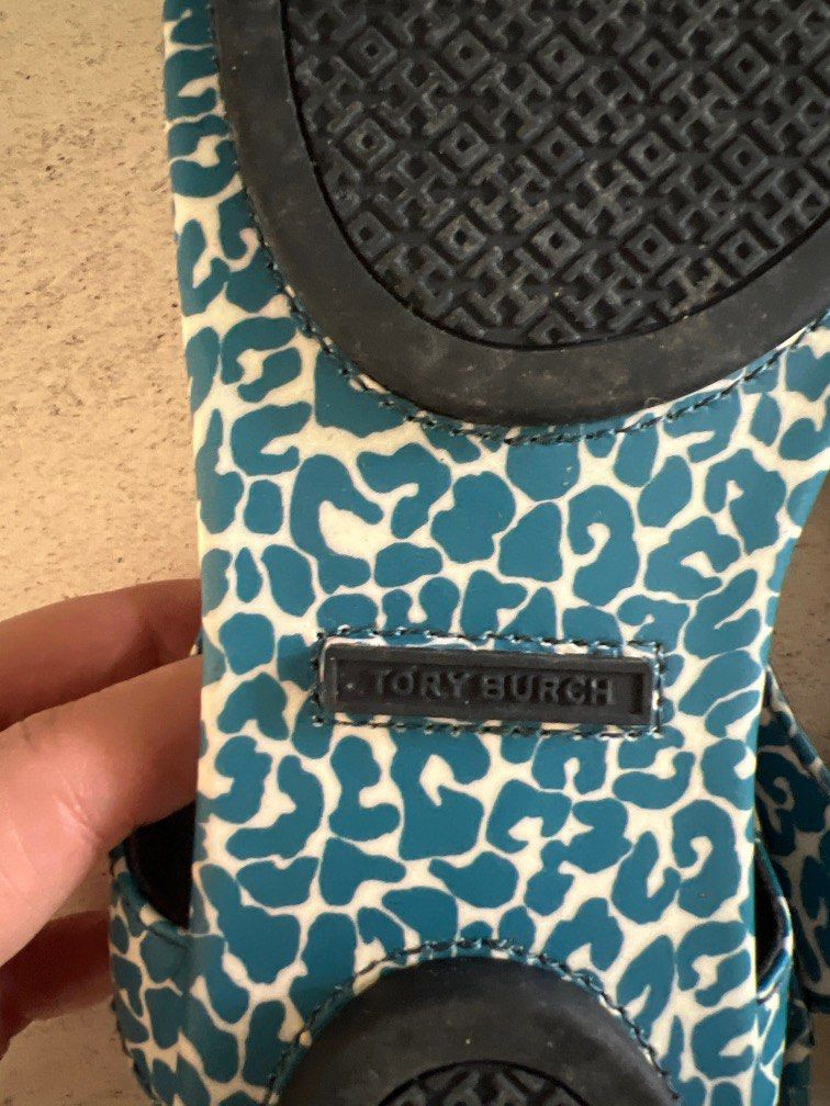 Tory Burch blue leopard sandals Women s Fashion Footwear