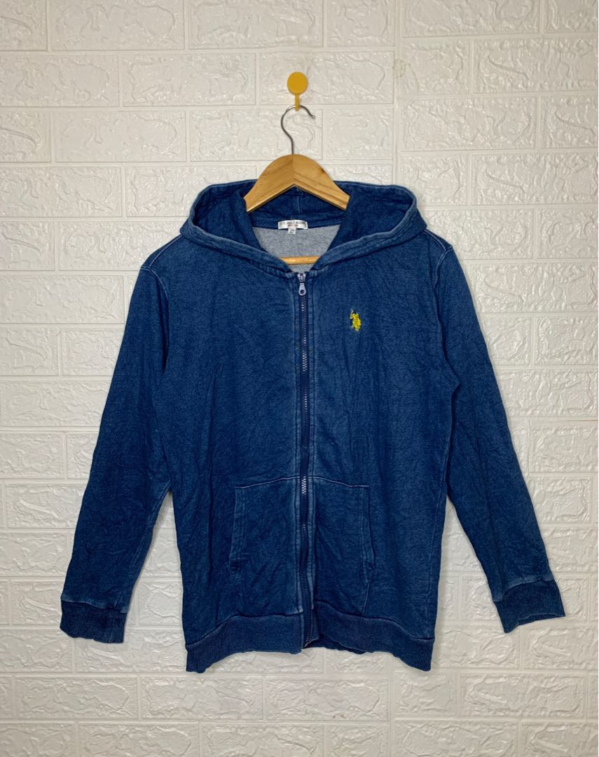 US Polo Assassin zip up hoodie - denim blue, Men's Fashion, Tops & Sets ...