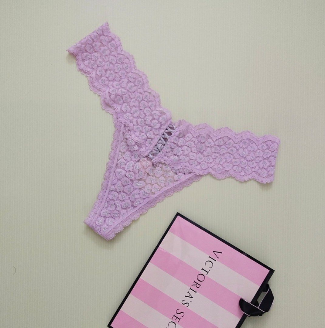 Victoria's Secret Pink Glitter Lace Thong Panty