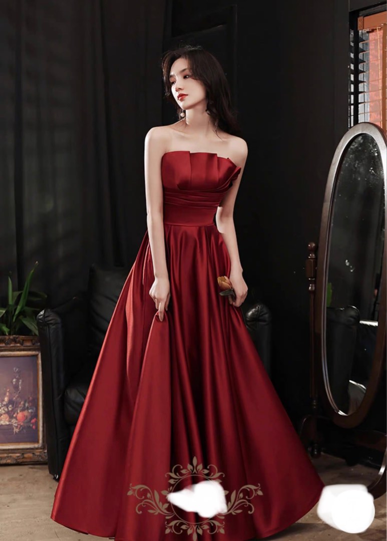 Wine red wedding dress store