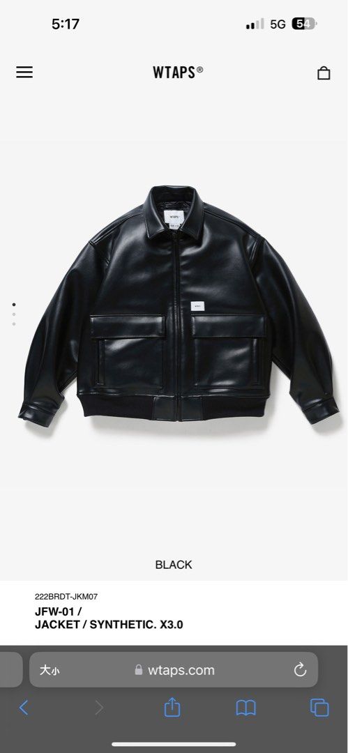 WTAPS 22AW JFW-01 / JACKET / SYNTHETIC. X3.0(BK), 男裝, 外套及戶外