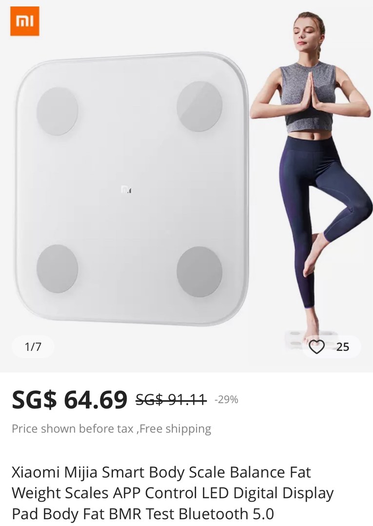 Xiaomi Mijia Smart Body Scale Balance Fat Weight Scales APP Control LED