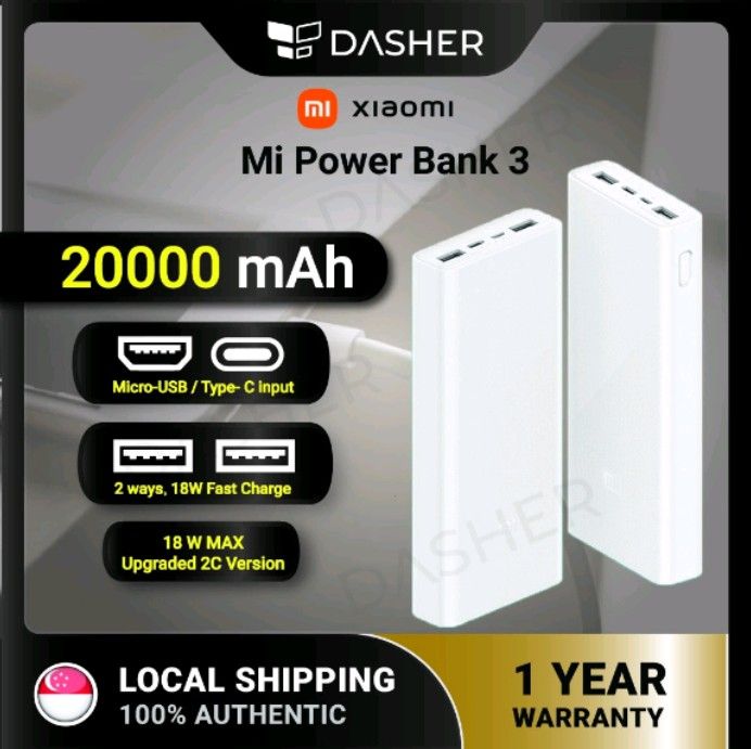 Xiaomi Powerbank 3 PLM18ZM 20000mAh Upgrade 2C Version 18W Fast Charge ...