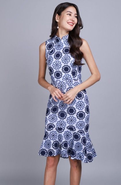 XL UK12 14 Kind to Kind Lily Pirates Spring Treasure Cheongsam Dress In Navy Blue lilypirates CNY 2023 2024