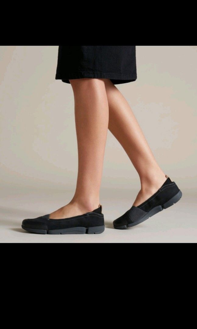 CLARKS Tri Adapt Black Nubuck Women's Sport Shoes, Fashion, Footwear, on Carousell