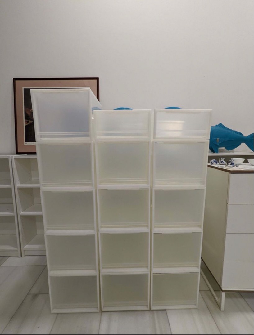 15 Muji stackable storage boxes, Furniture & Home Living, Furniture