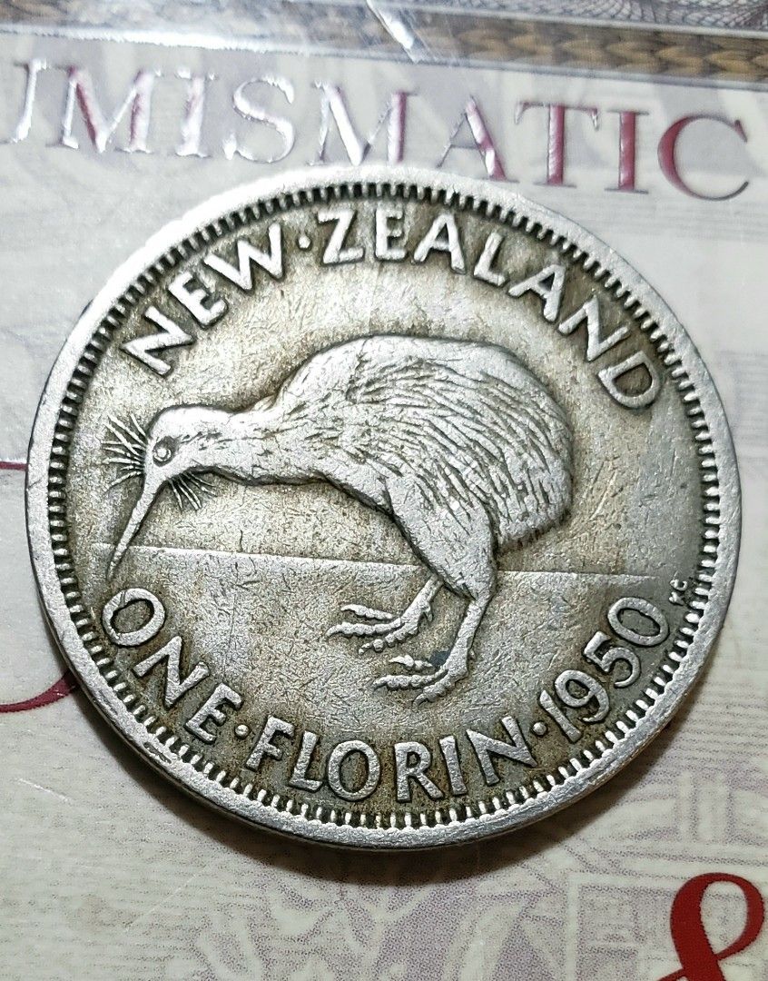 1950年紐西蘭1 Florin 英王喬治六世像背面幾維鳥, 興趣及遊戲, 收藏品及紀念品, 錢幣- Carousell