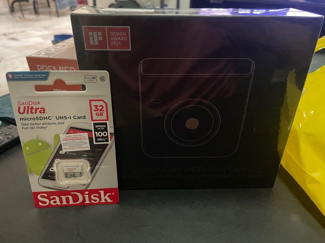 70mai dash cam A400 with 32gb and rear cam set RC09, Photography, Video ...