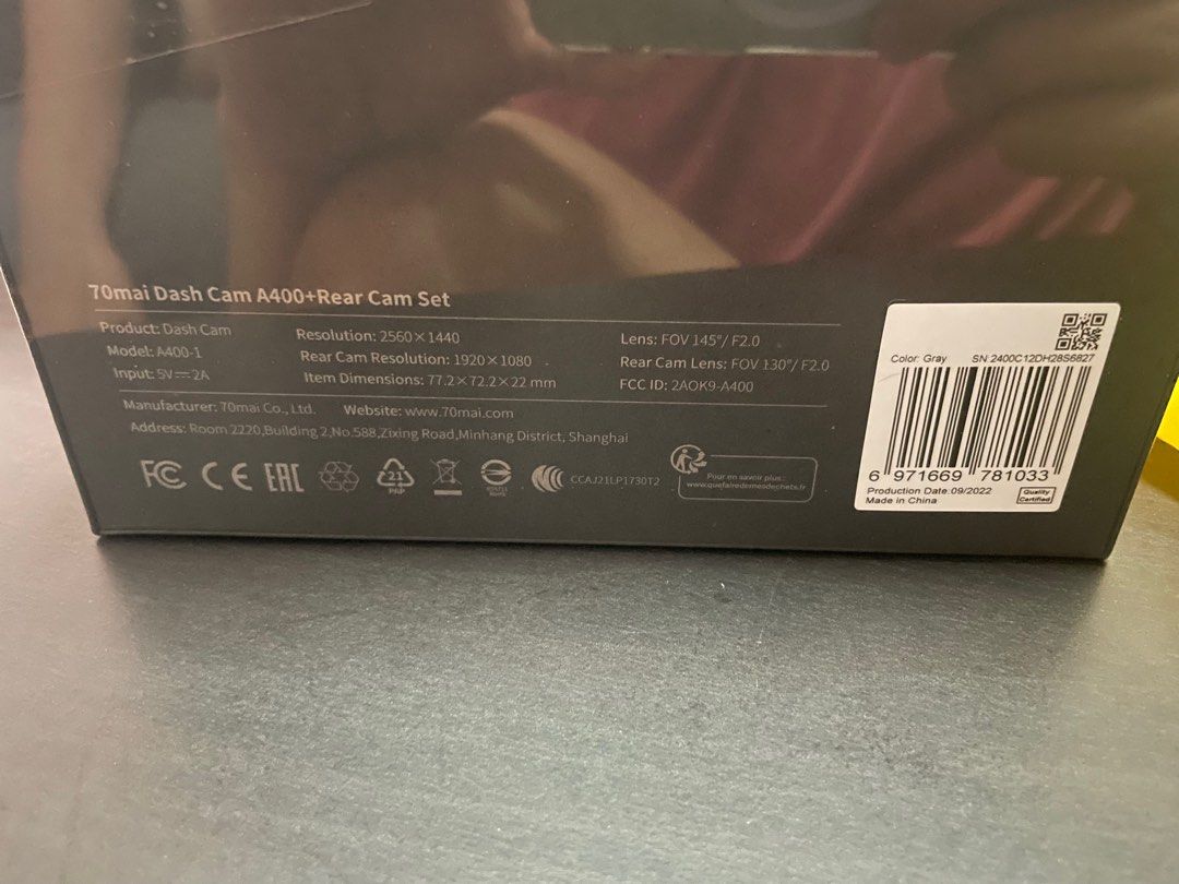 70mai dash cam A400 with 32gb and rear cam set RC09, Photography, Video ...