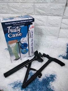 ADJUSTABLE TRUSTY FOLDING CANE WITH LIGHT SUPPORT