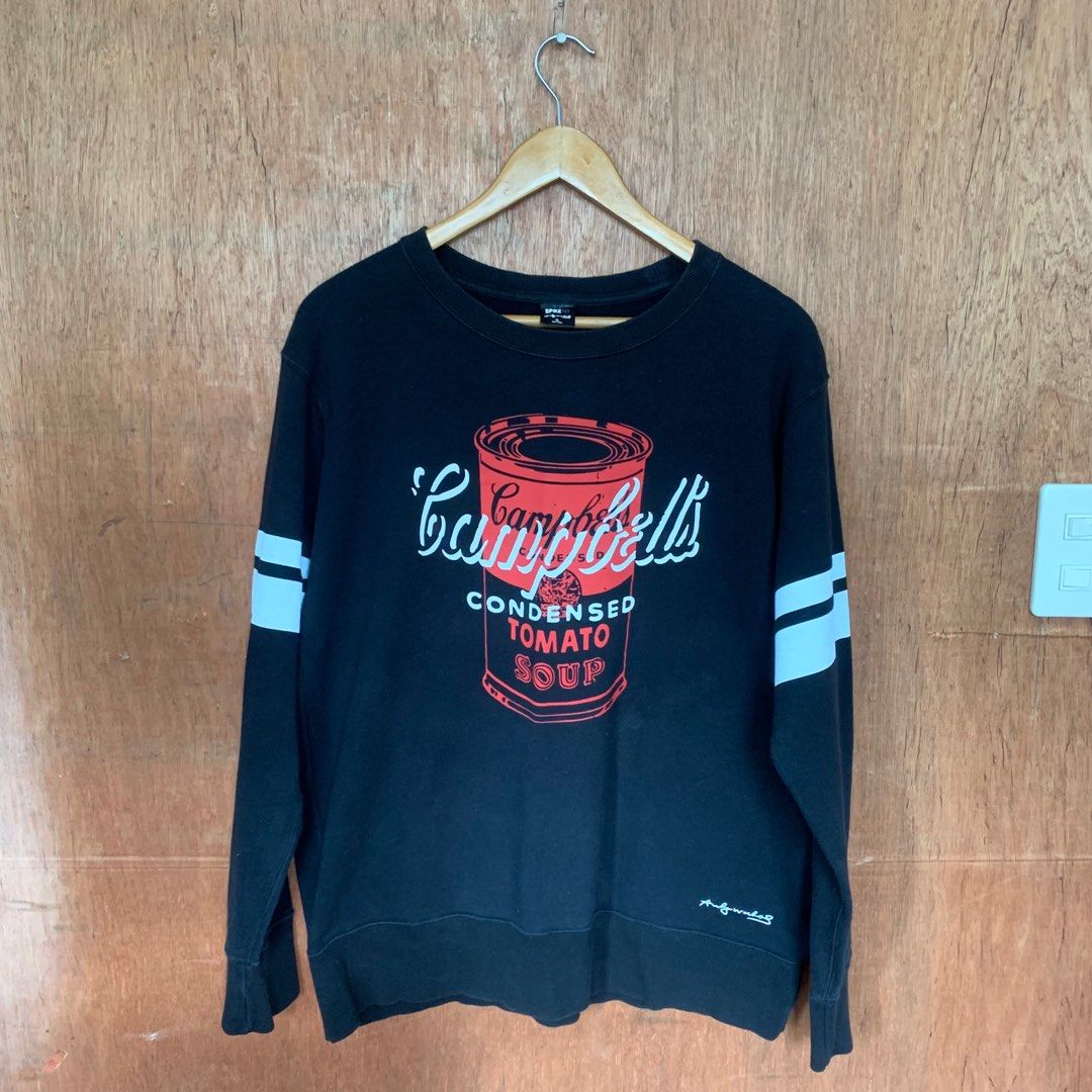ANDY WARHOL Iconic Campbell Soup Black Sweater, Men's Fashion, Tops