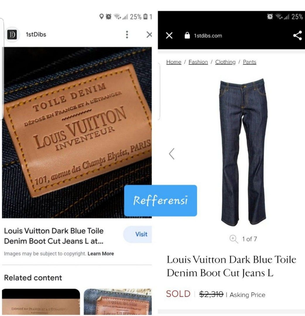 Louis Vuitton Dark Blue Toile Denim Boot Cut Jeans L at 1stDibs