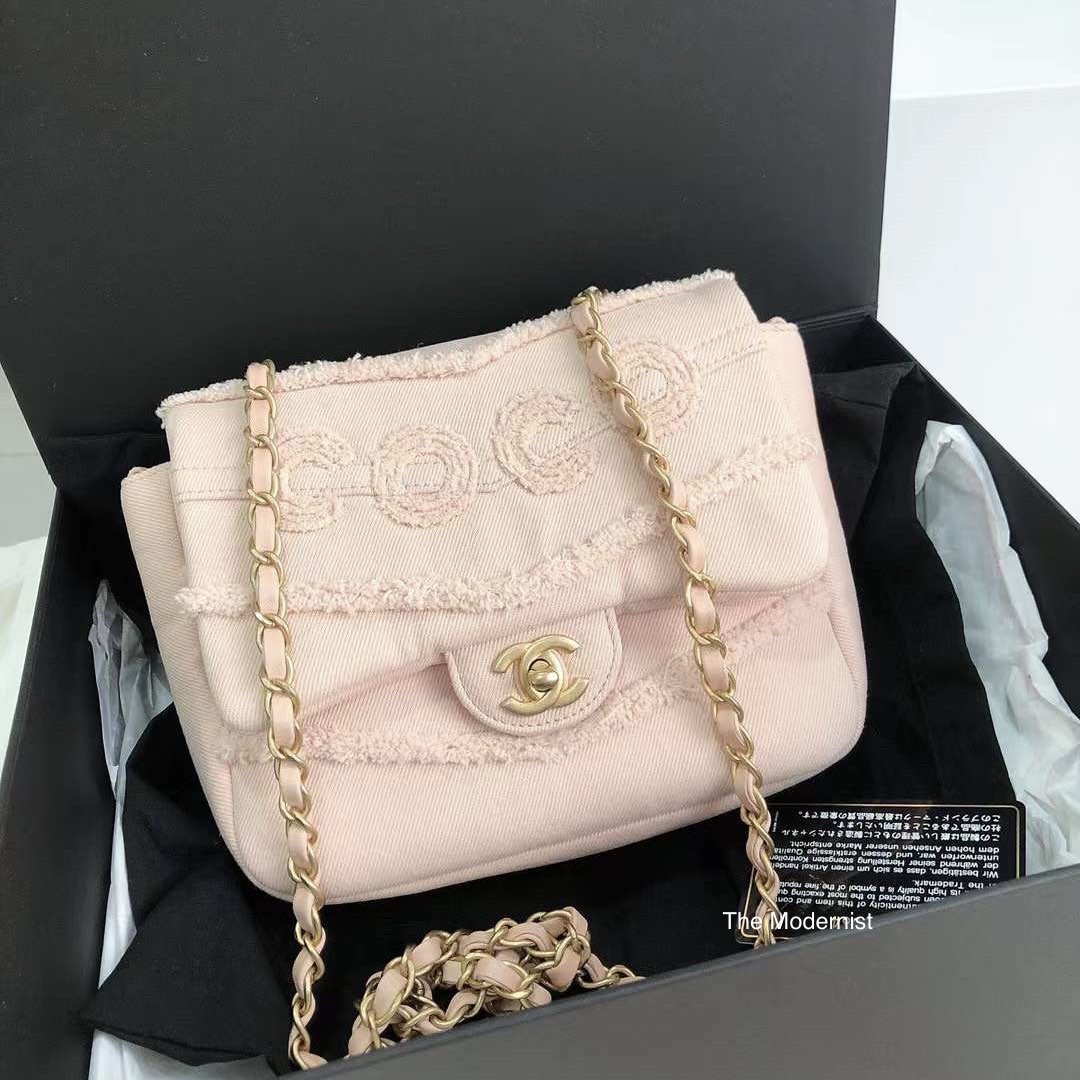 Chanel Pink Denim Coco Flap Bag Q6B4OV0WPB000