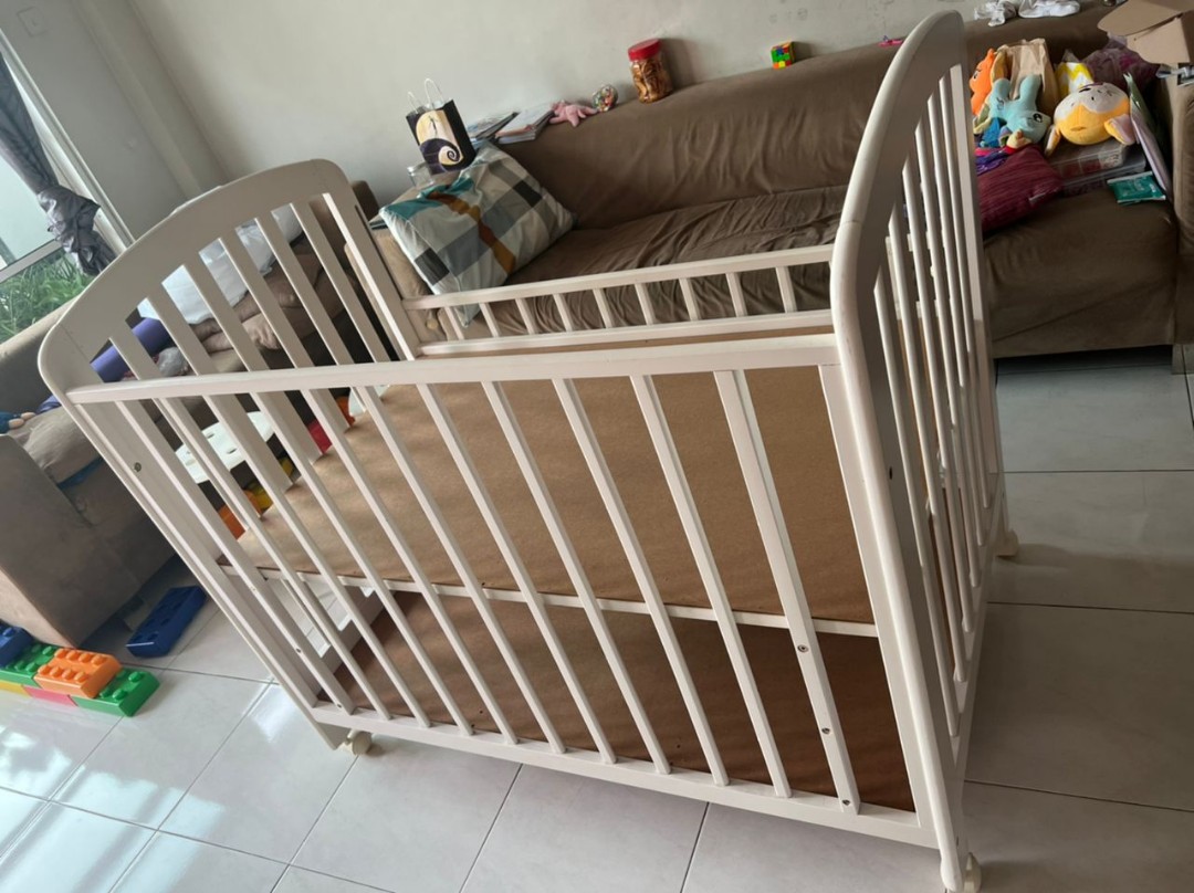Wooden Babycot White, Babies & Kids, Baby Nursery & Furniture, & Cribs Carousell