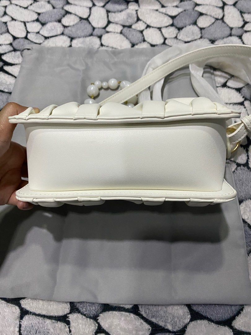 Charles and Keith Beaded Strap Ruched Shoulder Bag, Women's Fashion