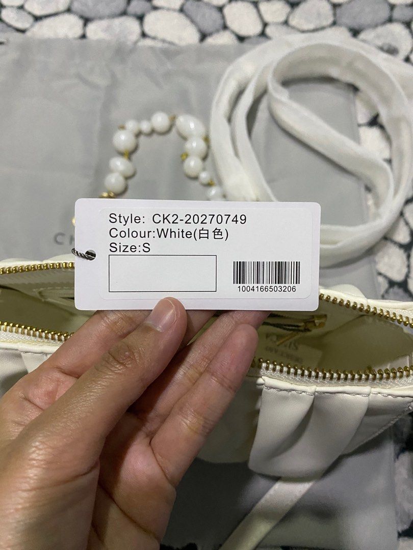 Charles and Keith Beaded Strap Ruched Shoulder Bag, Women's Fashion