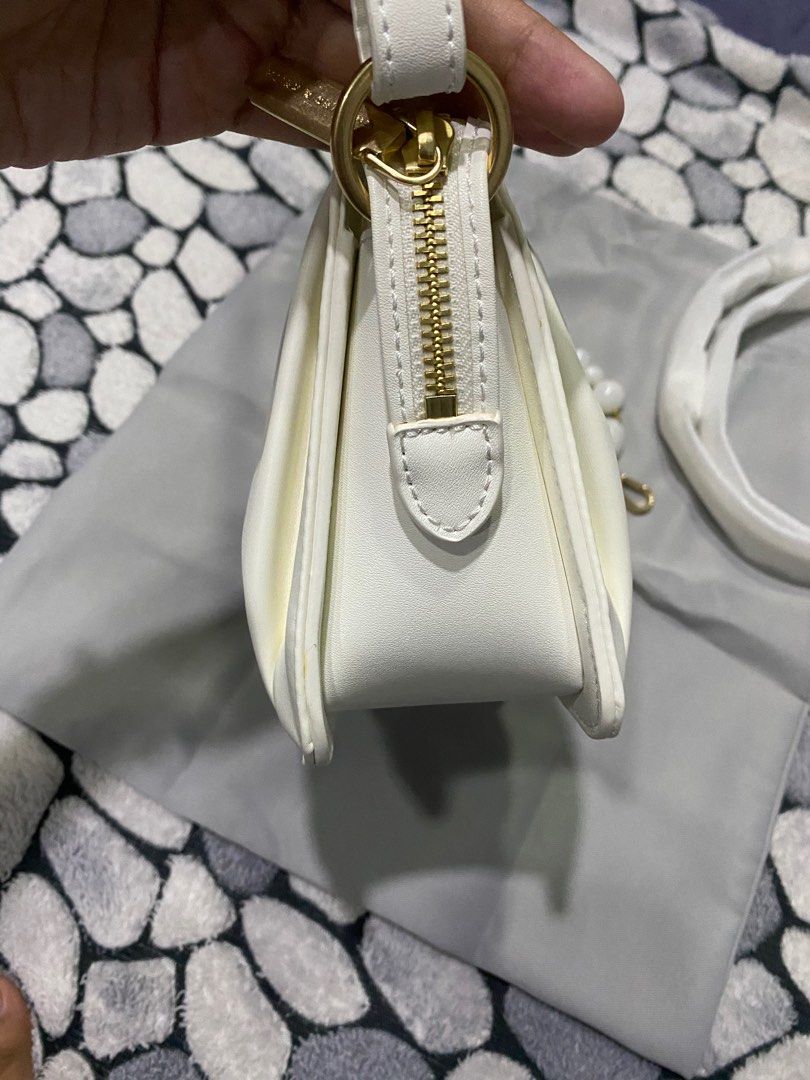 Charles and Keith Beaded Strap Ruched Shoulder Bag, Women's Fashion