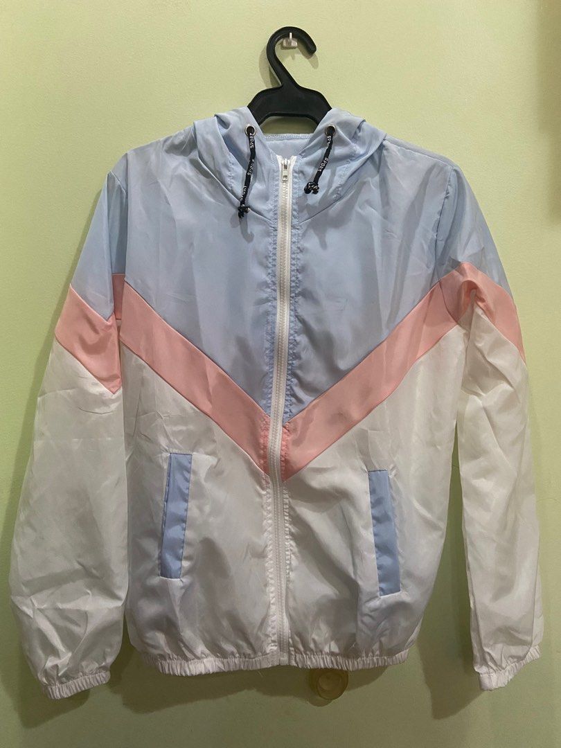 Pink blue and hot sale white windbreaker