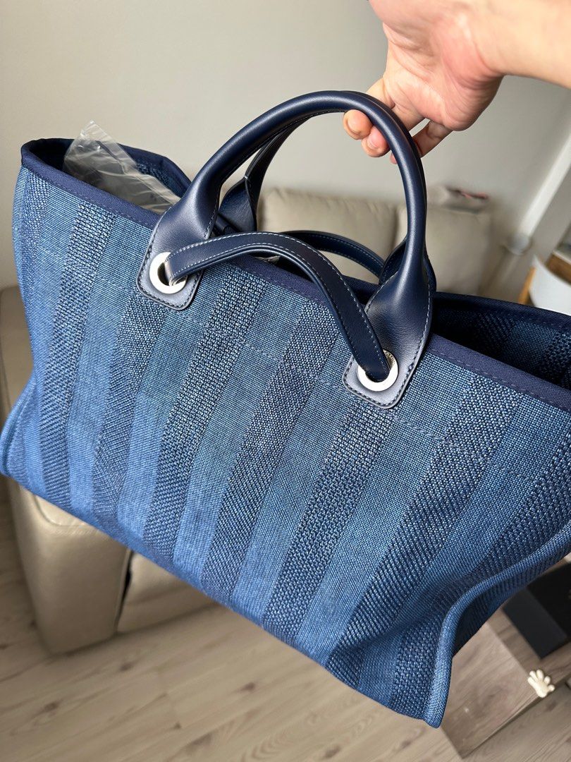 Brand New - CHANEL BLUE MIXED FIBRE STRIPED MEDIUM DEAUVILLE TOTE, Luxury,  Bags & Wallets on Carousell