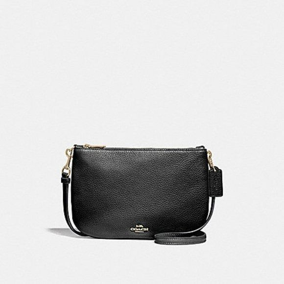 Brand New Coach Transformable Crossbody Wristlet Pebbled Leather Black F24799