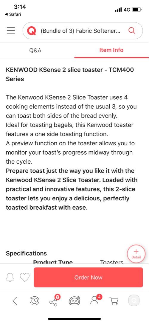 (Brand New) KENWOOD KSense 2 slice toaster TCM400, Furniture & Home