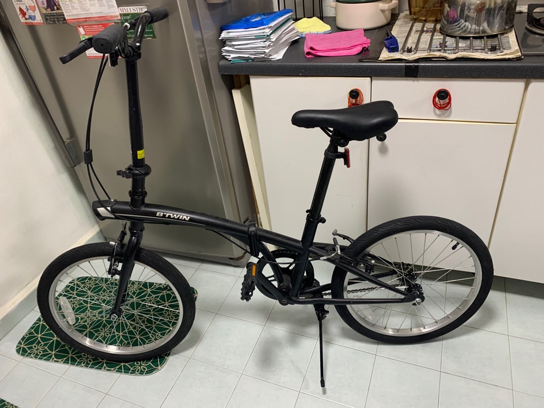 BTWIN Folding bike tilt 20in 1 sp black, Sports Equipment, Bicycles