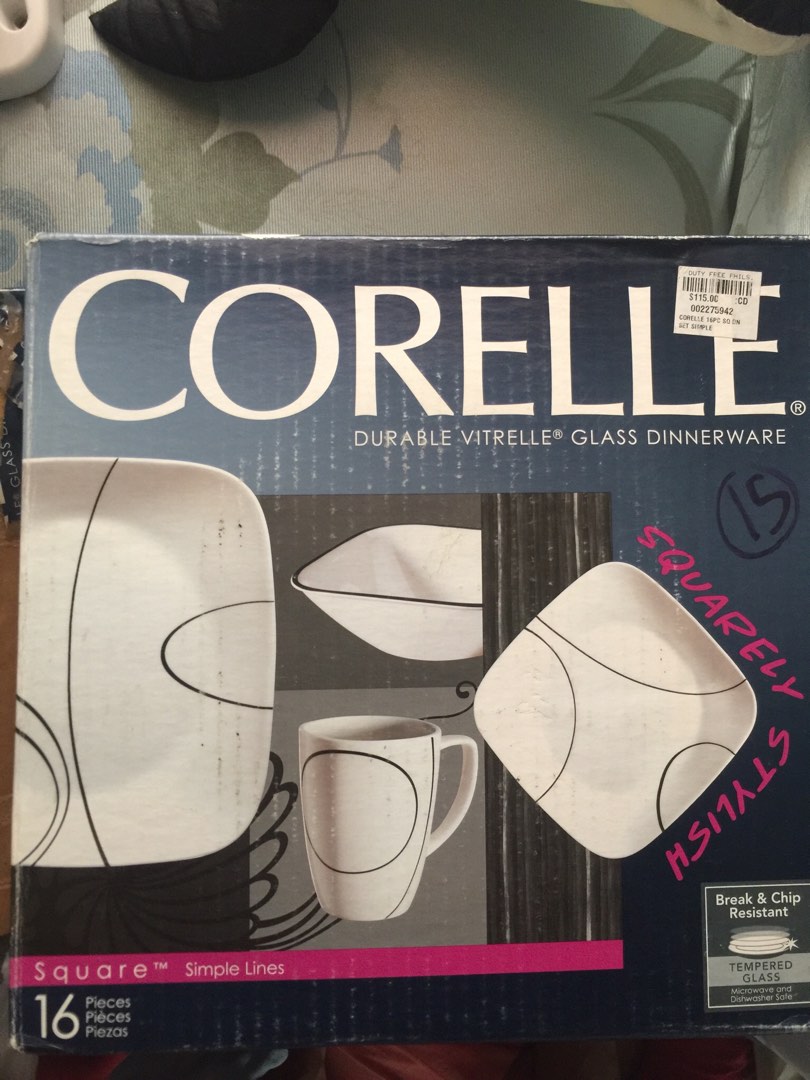 CORELLE square simple lines 16pieces, Furniture & Home Living ...