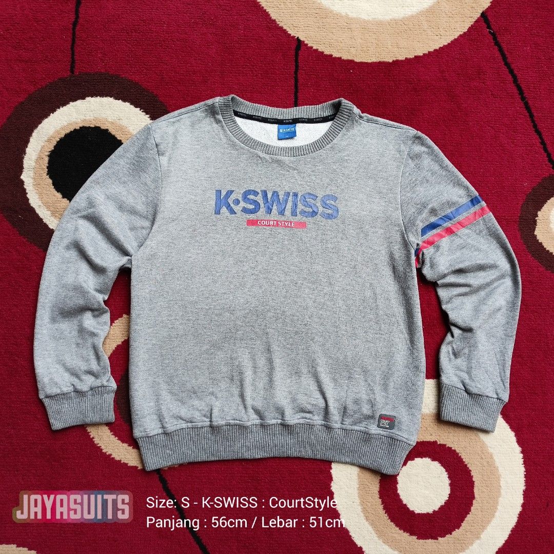 Crewneck K SWISS Original Sweater Lengan Panjang Abu