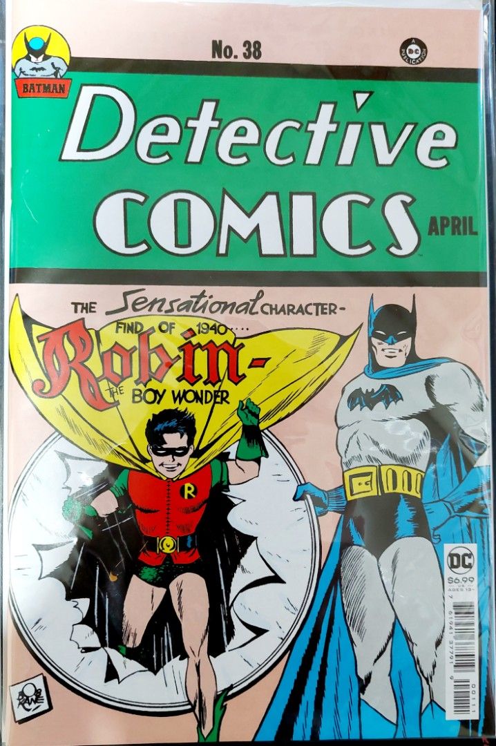 Detective Comics #38 (Batman) Facsimile Edition (Category: Comics & Manga) located in Pasig City. Submitted by toydaddyph (Listing ID 1200824096, Image 1). Description: Item is a brand new, unread, never opened Facsimile Edition (2022) of Detective Comics No. 38, which was originally released in April 1940. This issue is the first debut of Robin, the Boy Wonder and serves as his introduction into the Batman mythos. Item is a handsome replica of o