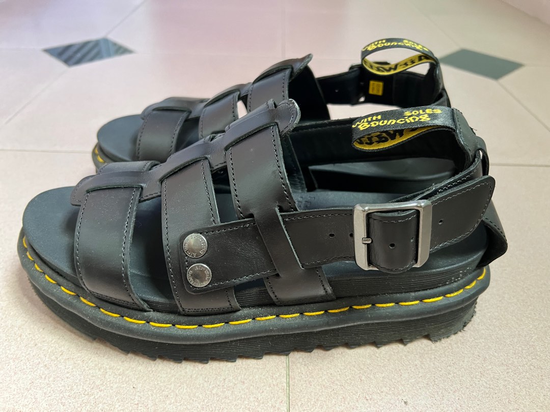 fuzzy doc martens sandals