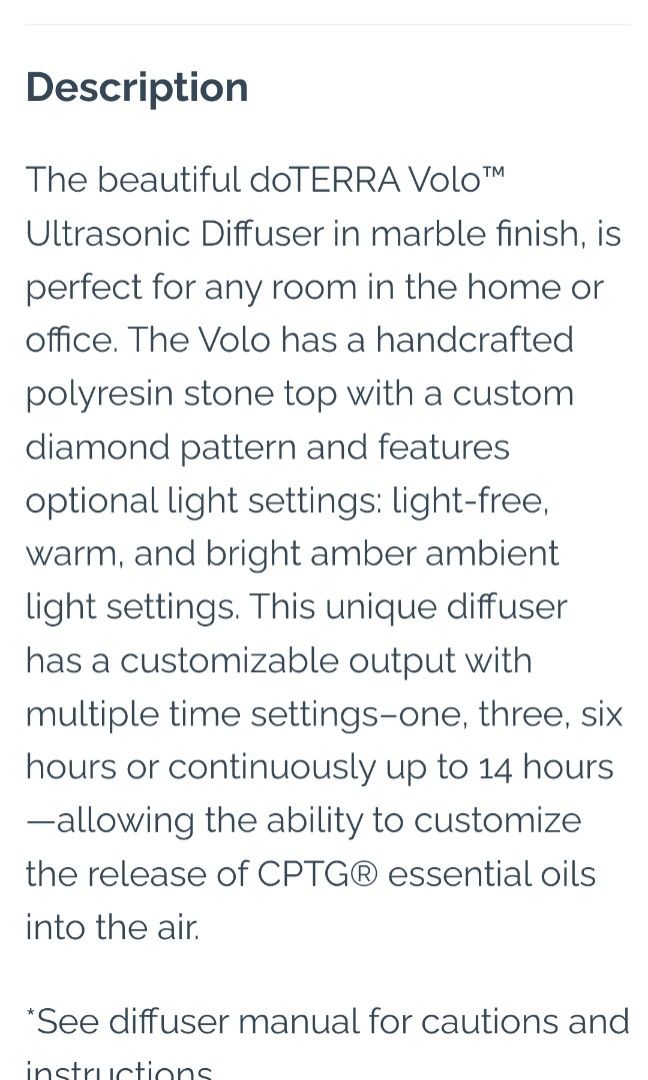 Doterra Volo Marble Diffuser, Furniture & Home Living, Home Fragrance