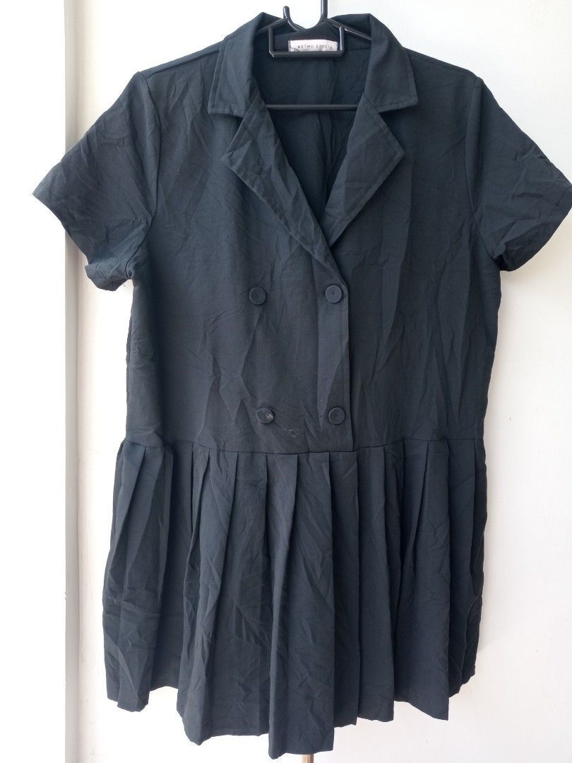 Double Breasted Lapel Neck Dress, Women's Fashion, Dresses & Sets ...